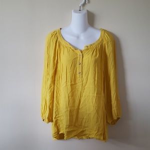 Yellow Viscose flowy lemon yellow blouse
